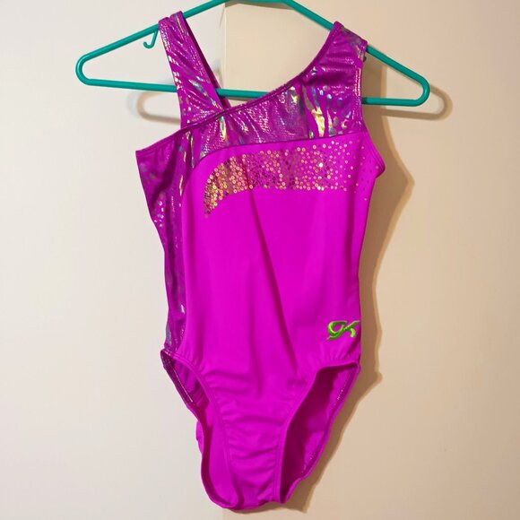 EUC ~ GK Ltd. Ed.Girl's Glittery Magenta Colored Gymnastics/Dance Leotard - Picture 1 of 5